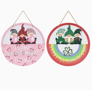 New Valentines Day & St Patricks Day Reversible Hanging Sign